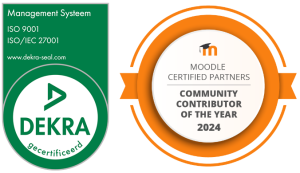 LTNC B.V. is ISO 27001 en ISO 9001 gecertificeerd. Daarnaast ontvingen wij de Moodle Gecertificeerd Partner: Moodle Community Contributor award voor onze bijdrage aan het Moodle Ecosysteem.